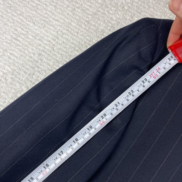ERMENEGILDO ZEGNA Fine Worsted Super 100 Black Blazer White Chalk stripe Sz 56R - Picture 13 of 16